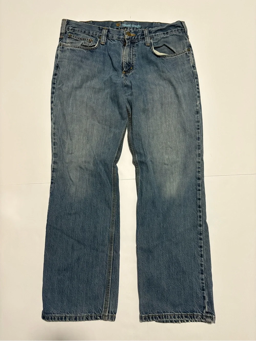 Carhartt Relaxed Straight Blue Denim Jeans Men’s Size 34x30